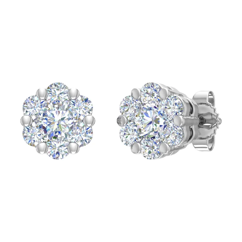 Delicate Crystal Jewelry For Sophisticated Charm Cozy Chic Promotions 1/2 Carat Cluster Diamond Stud Earrings in Gold