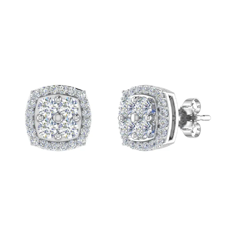 Fashion-Forward Jewelry At Exclusive Discounts Luxury Casual Deals 1/2 Carat Cushion Shaped Diamond Stud Earrings in Gold