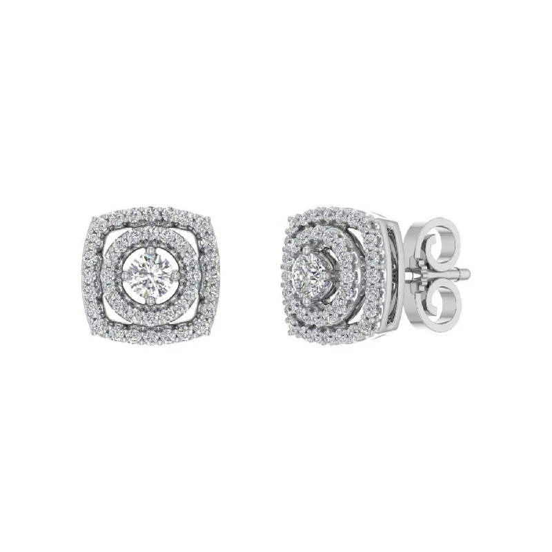 Final Call For Exquisite Jewelry At Reduced Rates Bold Style Discounts 1/2 Carat Cushion Shaped Diamond Stud Earrings in Gold