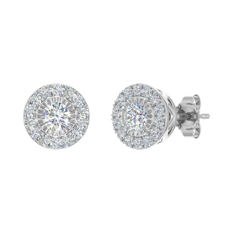 High-Quality Jewelry At A Fraction Of The Cost Catch Every Fashion Trend 1/2 Carat Halo Diamond Stud Earrings in Gold