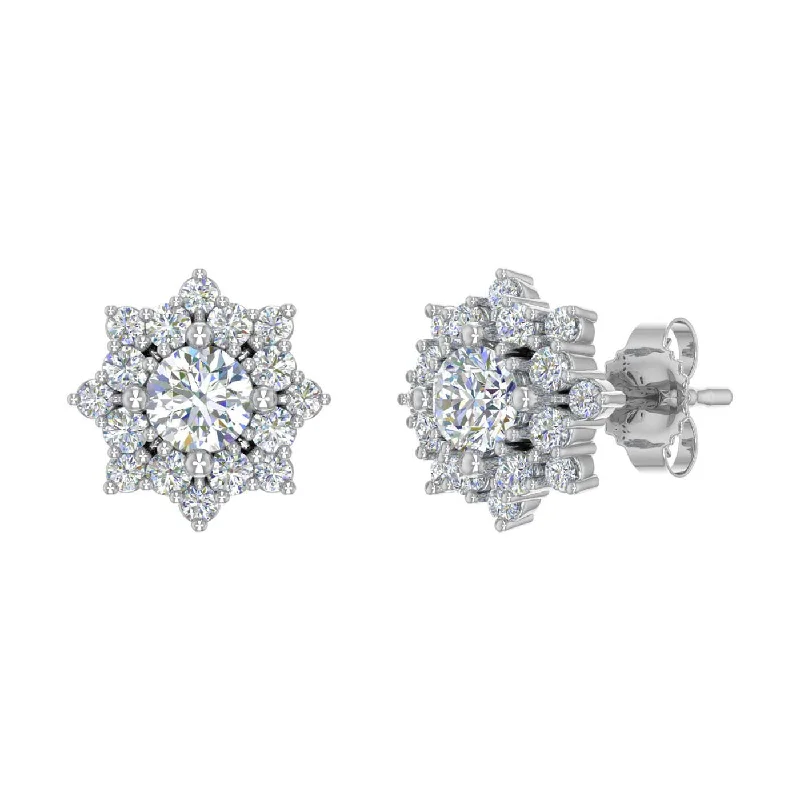 Limited-Time Jewelry Sale – Don't Miss These Deals Dive Into Trendy Styles 1/2 Carat Halo Diamond Stud Earrings in Gold