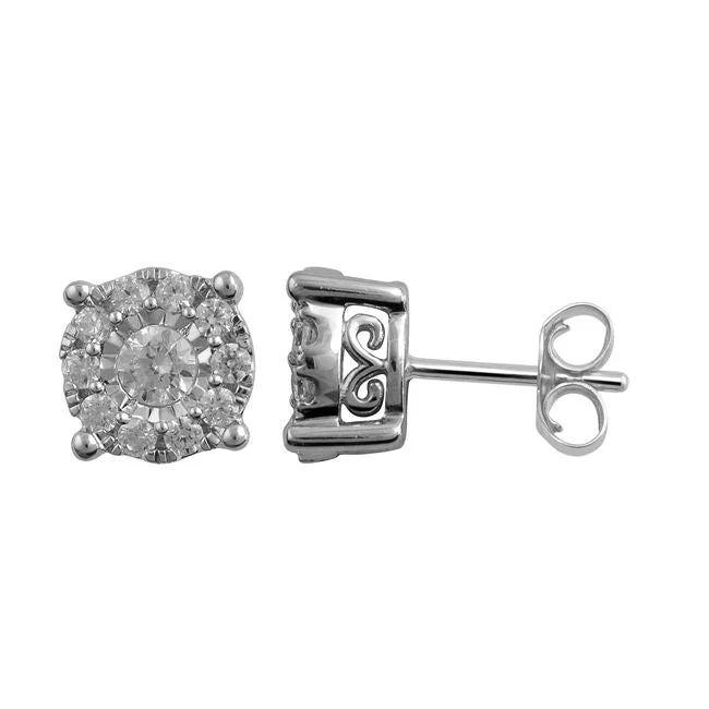 Flash Sale On Elegant Jewelry – Don't Miss Out Boutique Styles 1/2 CTW Diamond Cluster Stud Earrings in 10KT White Gold