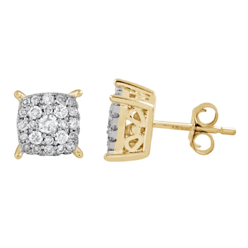 Luxury Meets Affordability – Jewelry Sale Now Live Snag Fabulous Fashion Bargains 1/2 CTW Diamond Cluster Stud Earrings in 10KT Yellow Gold