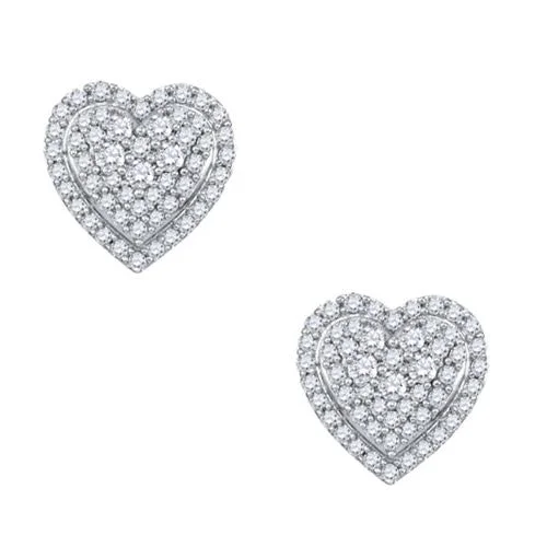 Shop Fine Jewelry With Exclusive Savings Huge Price Cut 1/2 CTW Diamond Heart Stud Earrings in 10KT White Gold