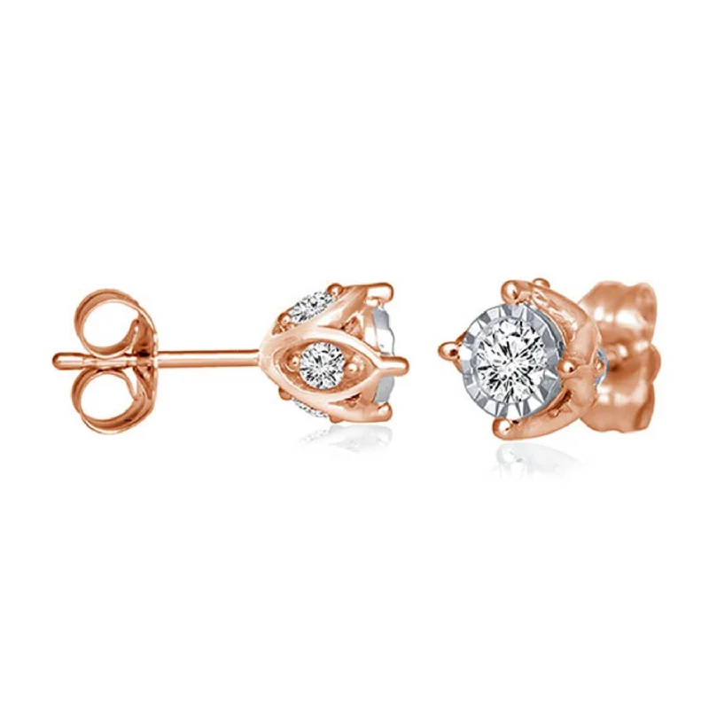 Shine Without Limits – Jewelry Sale Happening Now Contemporary Casual Deals 1/2 CTW Diamond Solitaire Illusion Set Stud Earrings in 10KT Rose Gold