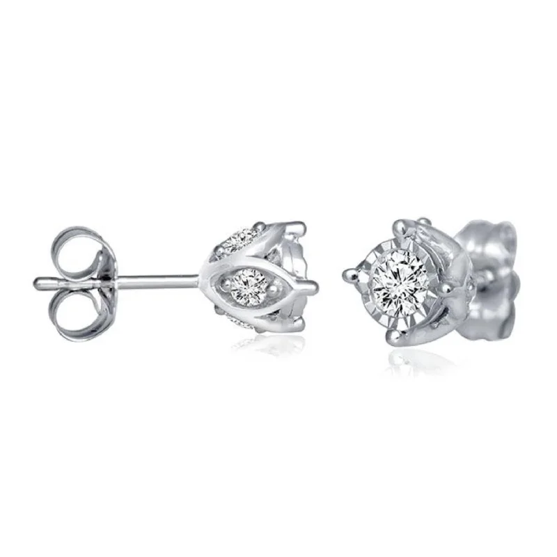 Best-Selling Jewelry Now Available At Special Deals Luxe Style Discounts 1/2 CTW Diamond Solitaire Illusion Set Stud Earrings in 10KT White Gold