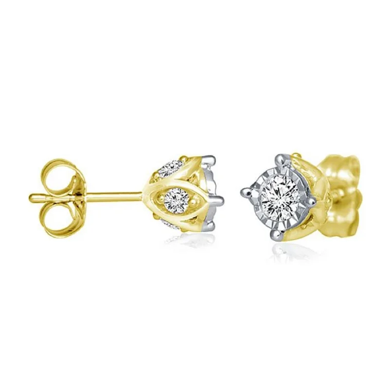 Grab Your Dream Jewelry At The Lowest Prices Fashionable Comfort Promotions 1/2 CTW Diamond Solitaire Illusion Set Stud Earrings in 10KT Yellow Gold