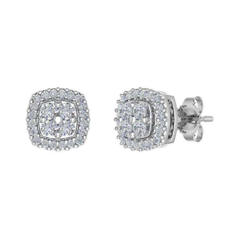 Bold And Beautiful Jewelry Now At Irresistible Prices Athleisure Style Sale 1/3 Carat Cushion Shaped Diamond Stud Earrings in Gold