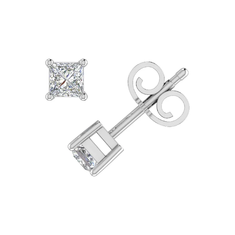 Luxury Handcrafted Jewelry For Elegant Looks Everyday Elegance Sale 1/3 Carat Princess Cut Diamond Stud Earrings in Gold