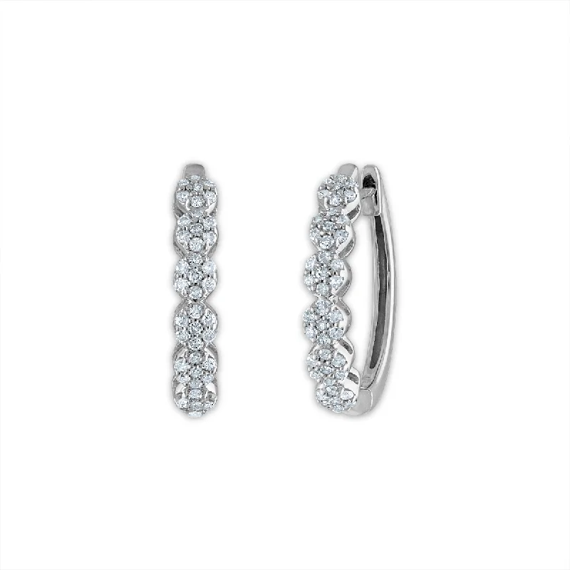 Best Jewelry Deals – Premium Quality At Exclusive Discounts Seize Bargains 1/3 CTW Diamond Cluster Hoop Earrings in 10KT White Gold