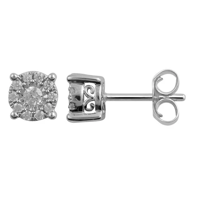 Trending Jewelry Now At Unbeatable Prices Premium Fashion 1/3 CTW Diamond Cluster Stud Earrings in 10KT White Gold