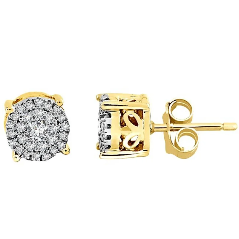 Final Call For Exquisite Jewelry At Reduced Rates Sophisticated Street Style Offers 1/3 CTW Diamond Cluster Stud Earrings in 10KT Yellow Gold