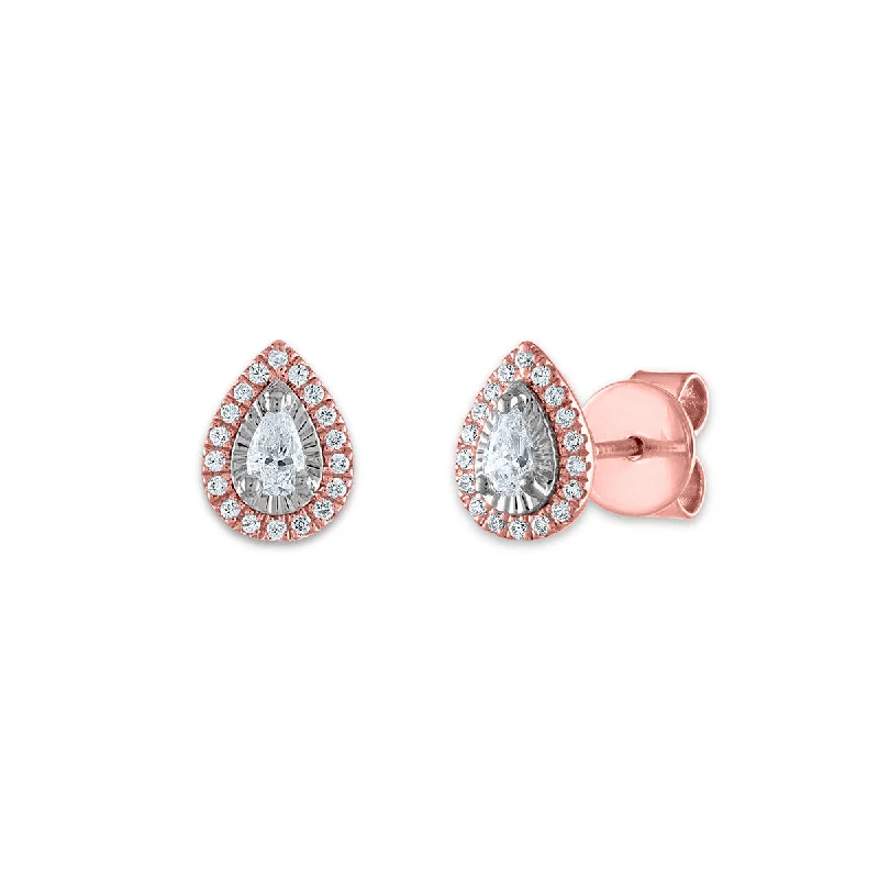 Limited-Time Jewelry Sale – Elegant Styles At Less Feminine Luxe Style Sale 1/3 CTW Diamond Halo Stud Earrings in 10KT Rose Gold