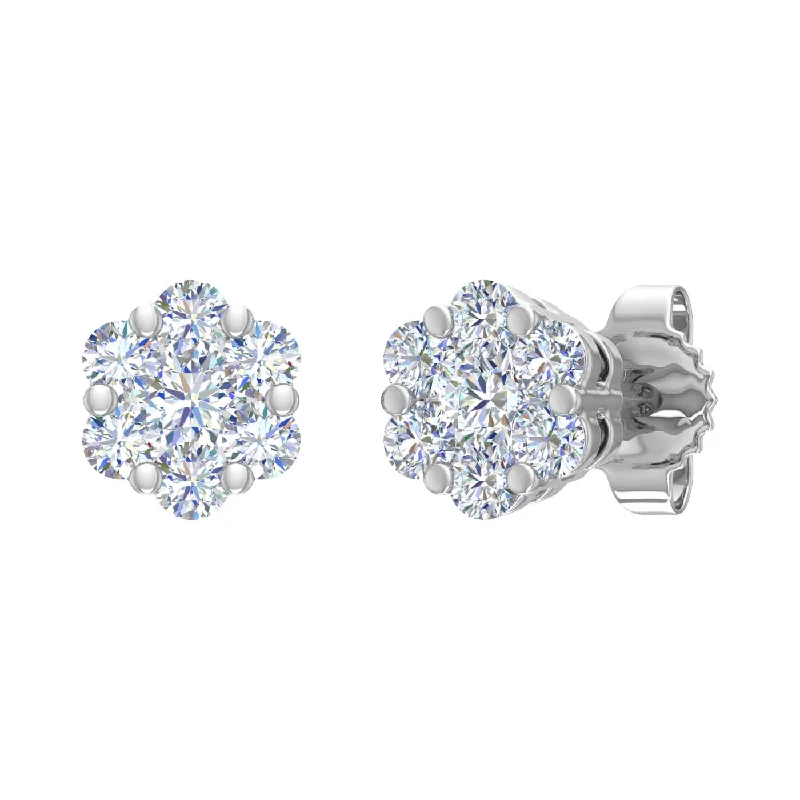 Versatile Layering Jewelry For Effortless Chic Feminine Style Promotions 1/4 Carat Cluster Diamond Stud Earrings in Gold