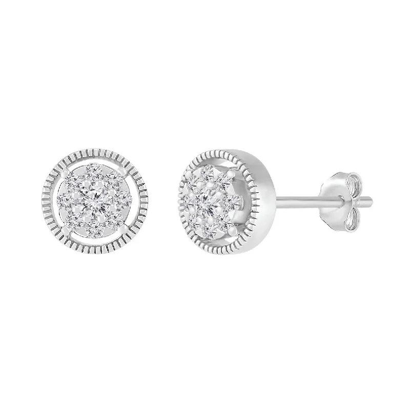 Limited-Time Offer On Elegant Jewelry Pieces Catch Every Fashion Trend 1/4 CTW Diamond Cluster Stud Earrings in 10KT White Gold