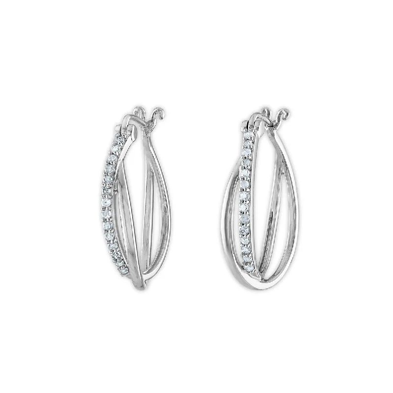 Personalized Jewelry Sale – Unique Pieces At Great Prices Clearance Event 1/4 CTW Diamond Fashion Hoop Earrings in Rhodium Plated Sterling Silver