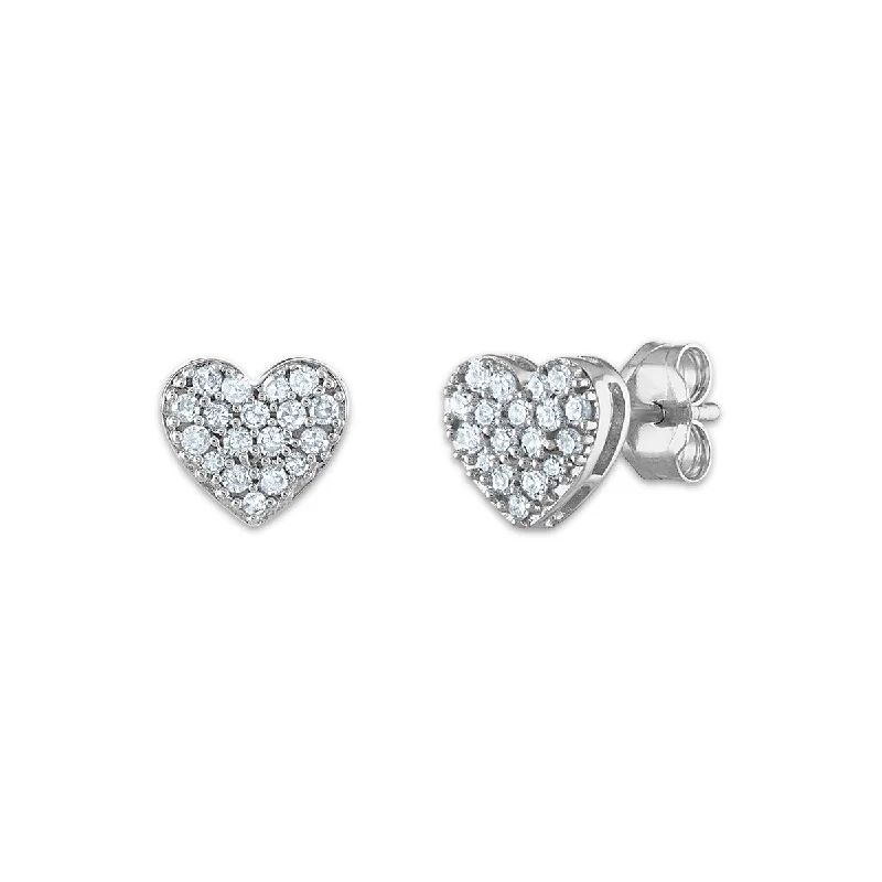 Personalized Jewelry Sale – Meaningful Gifts At Great Prices Trendy Women'S Wear Collection 1/4 CTW Diamond Heart Stud Earrings in 10KT White Gold