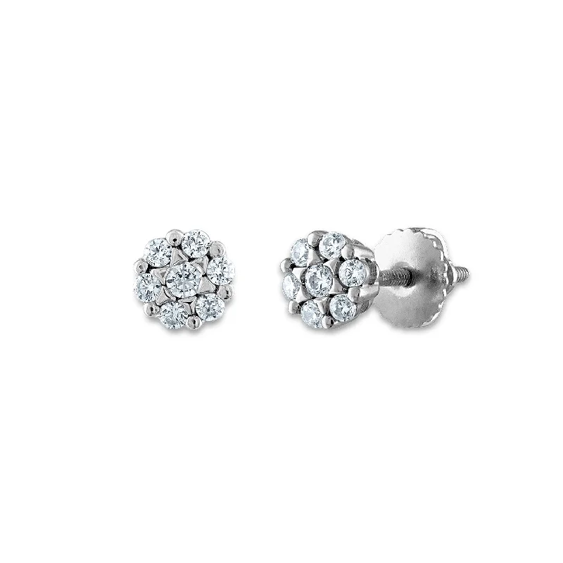 Shop Fine Jewelry With Exclusive Savings Step Ahead, Lead The Trend EcoLove 1/4 CTW Lab Grown Diamond Cluster Stud Earrings in 14KT White Gold