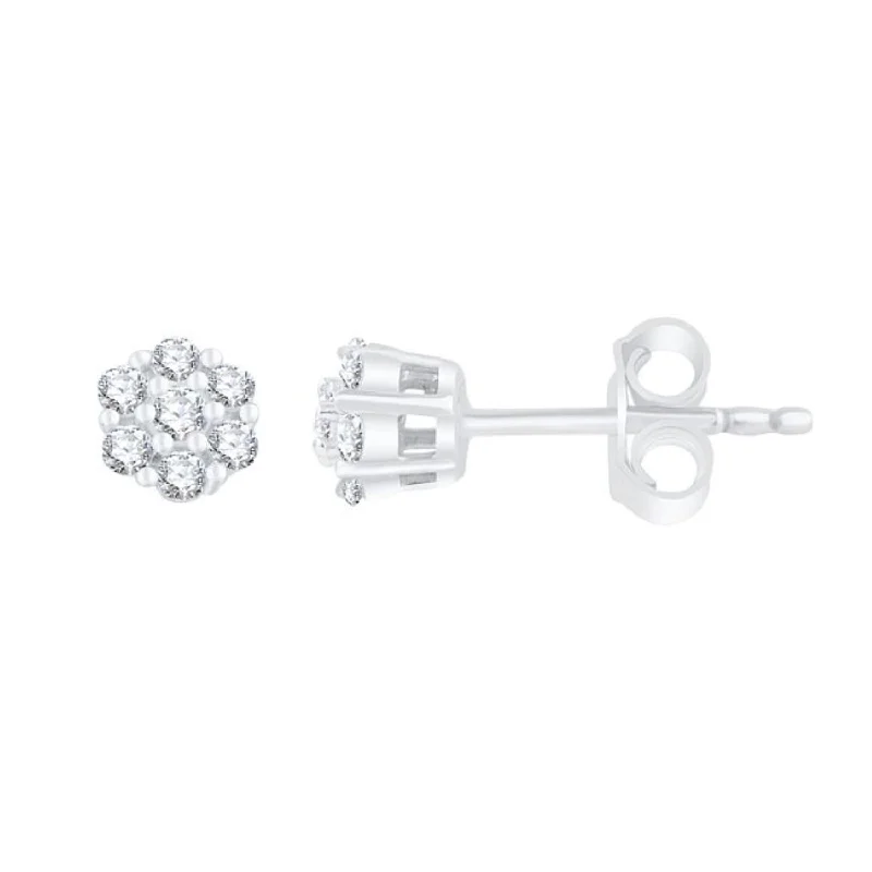 High-Quality Gemstone Jewelry For Special Occasions The Good Stuff EcoLove 1/4 CTW Lab Grown Diamond Cluster Stud Earrings in Sterling Silver