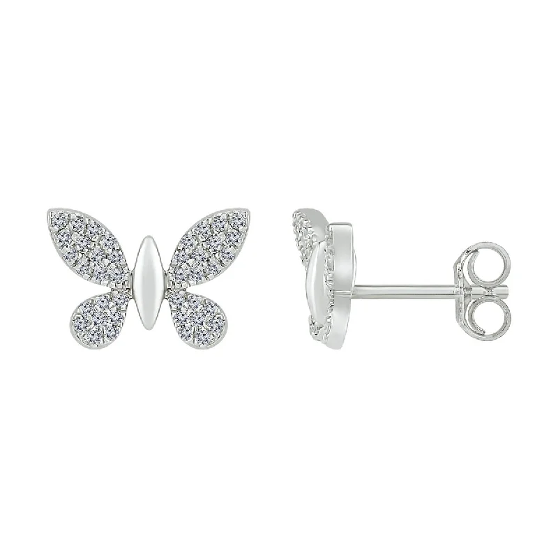 Grab Your Favorite Jewelry At The Lowest Prices Snag Fabulous Fashion Bargains 1/5 CTW Diamond Butterfly Stud Earrings in Sterling Silver