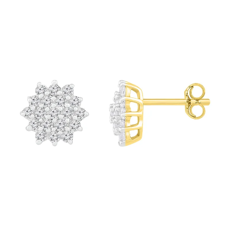 Seasonal Jewelry Deals – Elevate Your Style Chic Trend Collection 1/5 CTW Diamond Cluster Stud Earrings in 10KT Yellow Gold