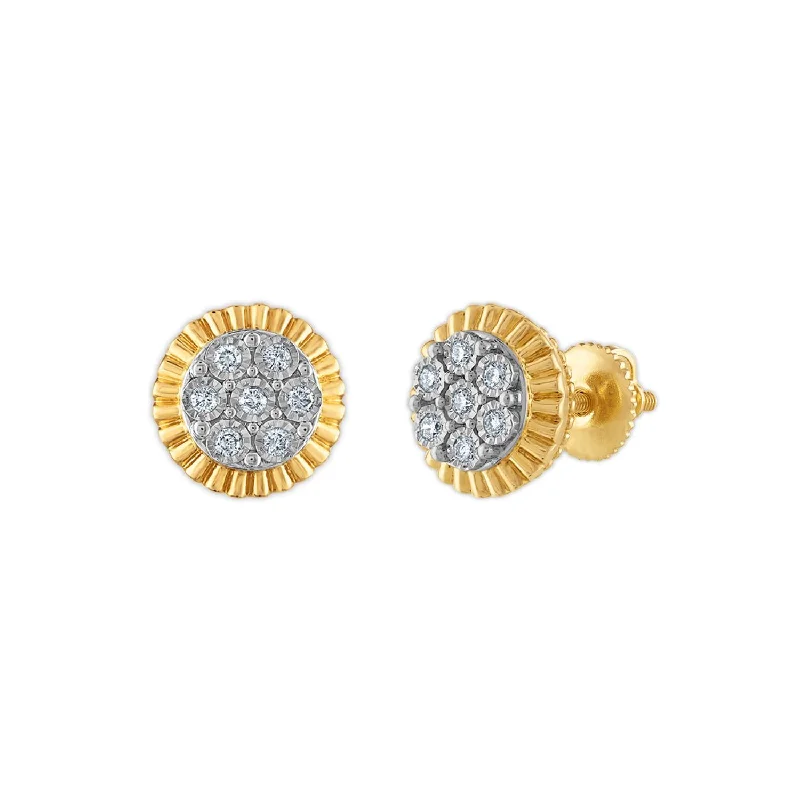 Holiday Jewelry Sale – Perfect Gifts At Great Prices Modern Chic Discounts 1/5 CTW Diamond Rolex-look Stud Earrings in 10KT Yellow Gold