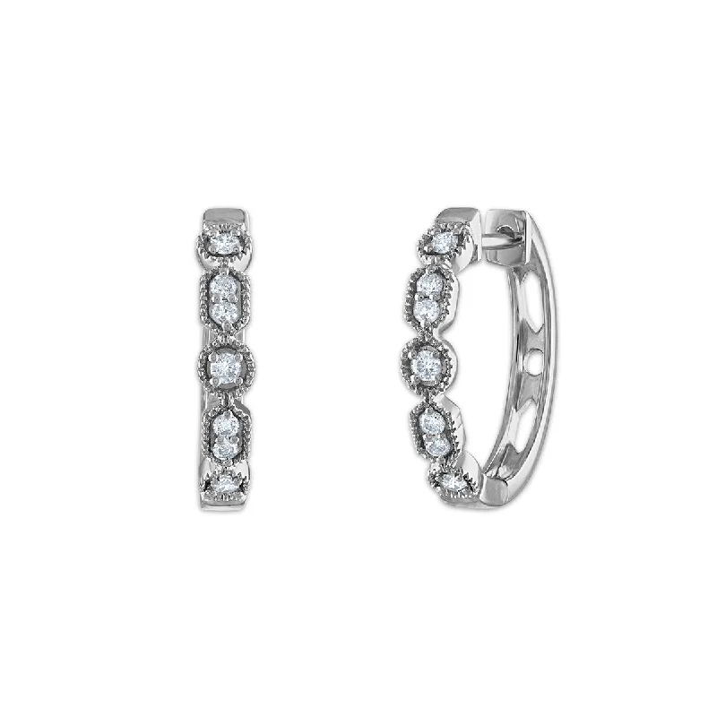 Chic And Stylish Jewelry At Exclusive Prices Modern Fashion Sale 1/6 CTW Diamond Hoop Earrings in 10KT White Gold