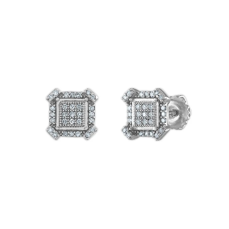 Exclusive Online Jewelry Sale – Don't Wait Fashion Forward 1/6 CTW Diamond Stud Earrings in Rhodium Plated Sterling Silver