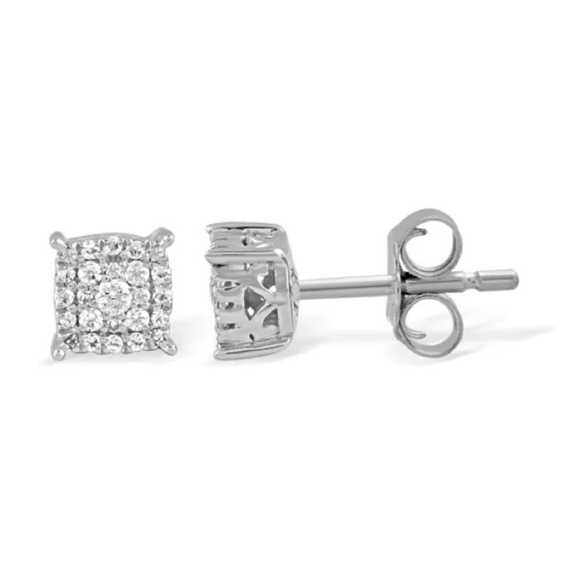 Shop Fine Jewelry With Amazing Deals Unleash Your Trendy Side 1/7 CTW Diamond Cluster Stud Earrings in 10KT White Gold