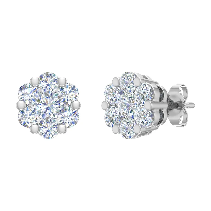 Elevate Your Jewelry Collection With Limited-Time Savings Avant-Garde Style Promotions 1 Carat (ctw) Cluster Diamond Stud Earrings in Gold