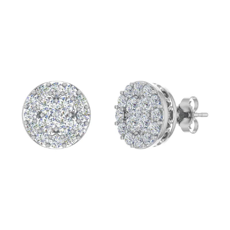 Timeless Beauty, Unbeatable Deals – Jewelry Sale On Holiday Glam 1 Carat (ctw) Cluster Diamond Stud Earrings in Gold