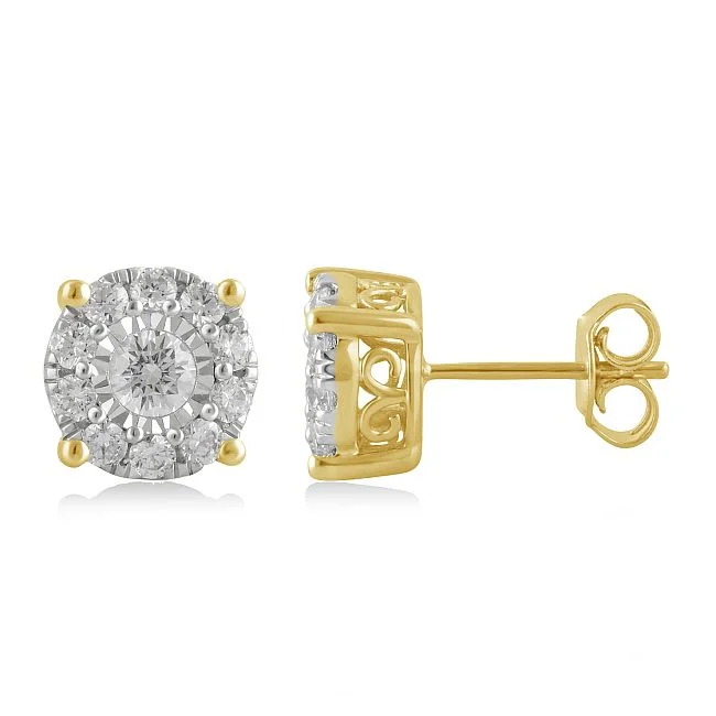 Limited-Time Jewelry Discounts – Shine Without The Splurge Save Big 1 CTW Diamond Cluster Stud Earrings in 10KT Yellow Gold