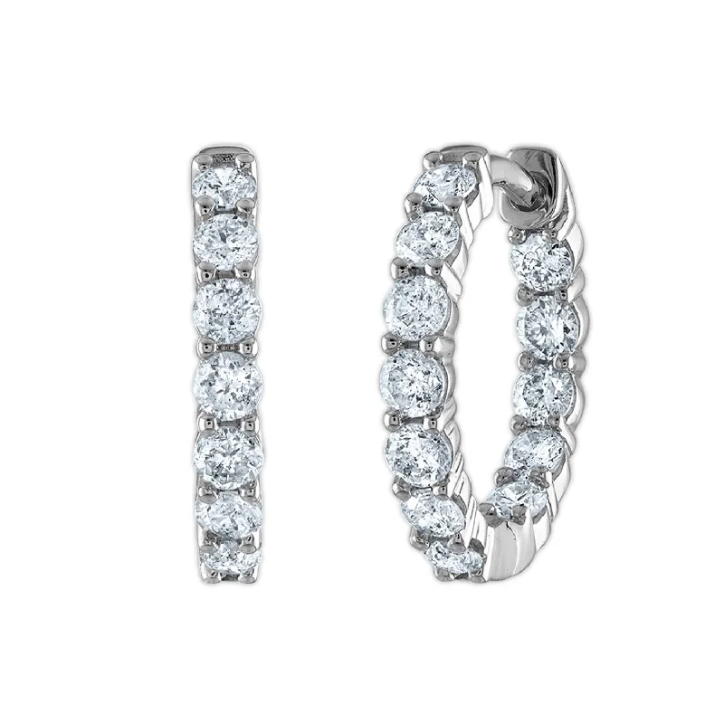 Bestselling Jewelry Now On Sale – Elevate Your Look Elegant Style 1 CTW Diamond Hoop In & Out Earrings in 10KT White Gold