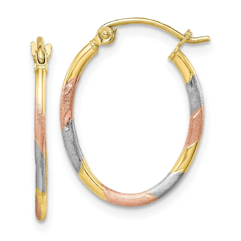 Exclusive Jewelry Sale – Limited-Time Discounts Get The Latest Trends 10KT Gold Tri-Color 20X16MM Diamond-cut Hoop Earrings