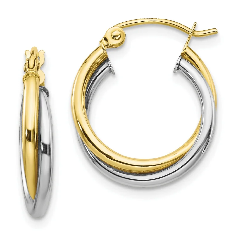 Timeless Beauty, Unbeatable Deals – Jewelry Sale On 10KT White and Yellow Gold 19X16MM Twist Hoop Earrings