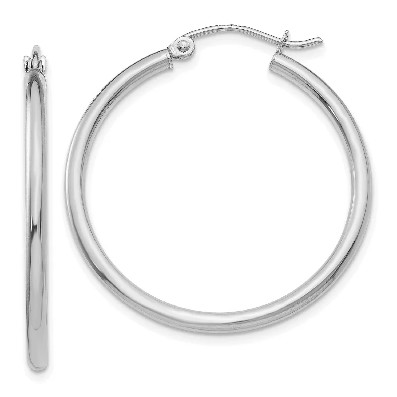 Fashion-Forward Geometric Jewelry For Contemporary Style 10KT White Gold 26X2MM Hoop Earrings