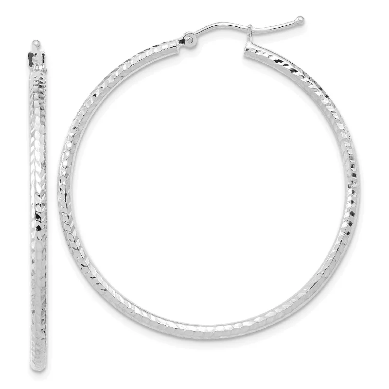 Chic, Trendy, And Affordable Jewelry Sale 10KT White Gold 40X2MM Diamond-cut Hoop Earrings