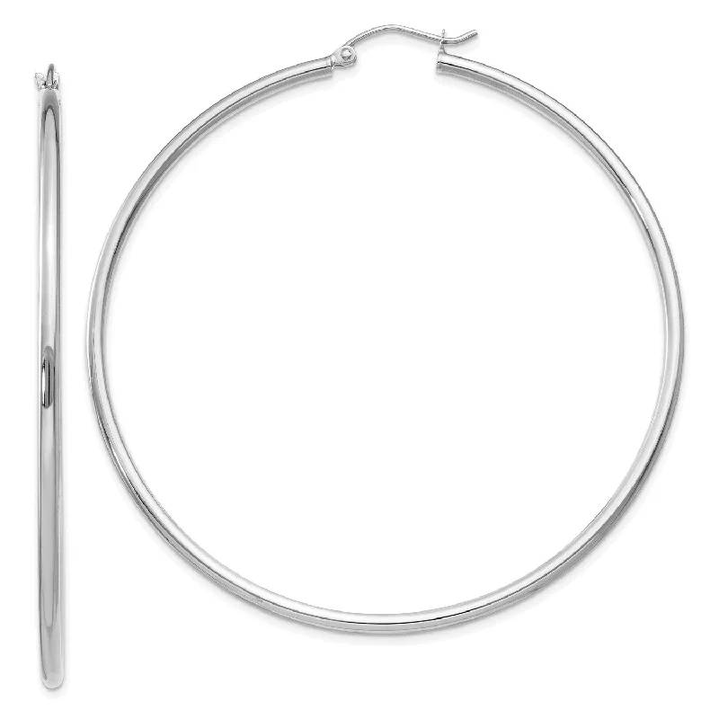 Dainty Floral Jewelry For Feminine Elegance 10KT White Gold 56X2MM Hoop Earrings