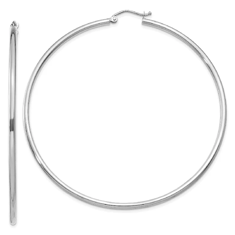 Personalized Engraved Jewelry For Meaningful Gifts 10KT White Gold 60X2MM Hoop Earrings