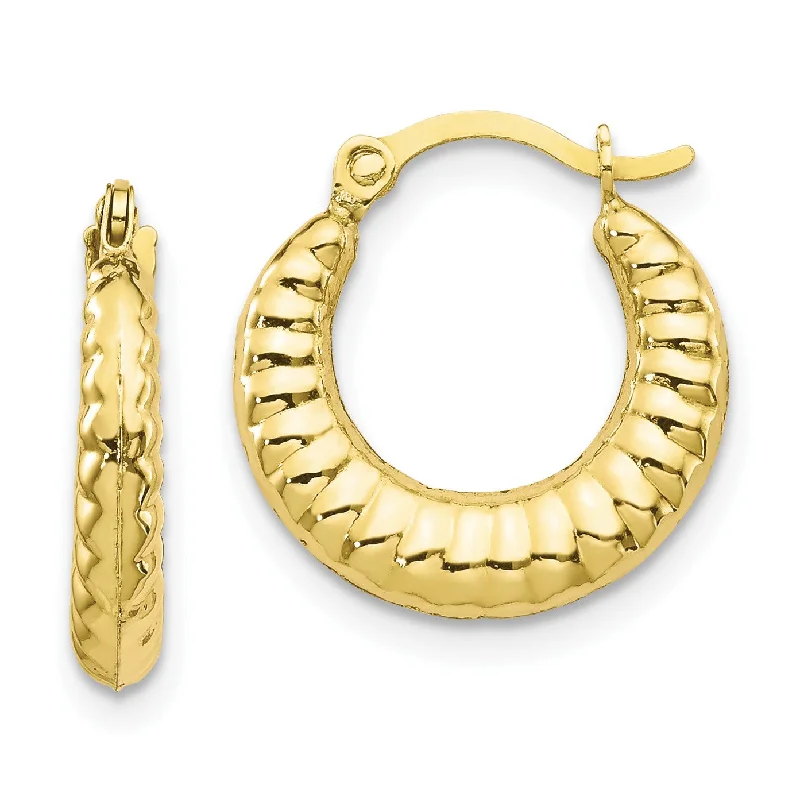 Best Jewelry Sale – Shop Exclusive Designs Now 10KT Yellow Gold 15MM Hoop Scalloped Earrings