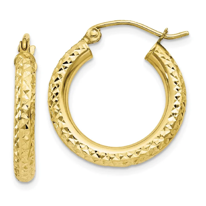 The Perfect Accessory For Less – Jewelry Sale Live 10KT Yellow Gold 15X3MM Diamond-cut Hoop Earrings