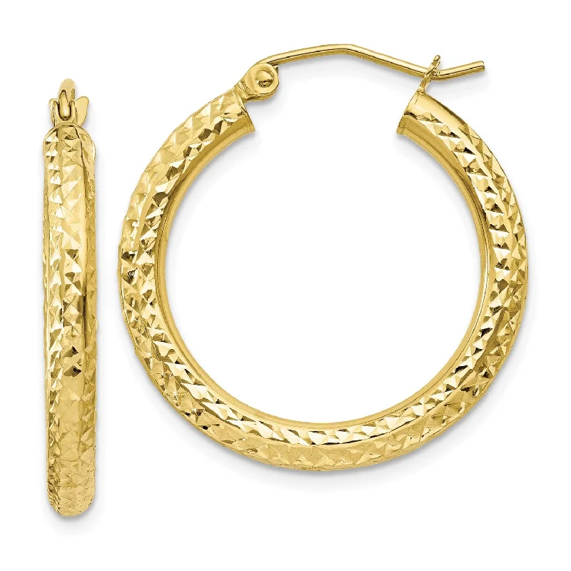 Exclusive Jewelry Markdowns – Limited-Time Offer 10KT Yellow Gold 20X3MM Diamond-cut Hoop Earrings