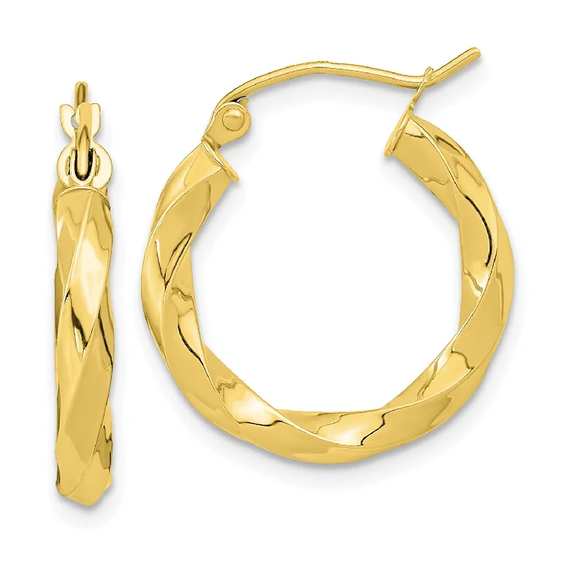 High-Quality Jewelry At A Fraction Of The Cost 10KT Yellow Gold 20X3MM Twist Hoop Earrings