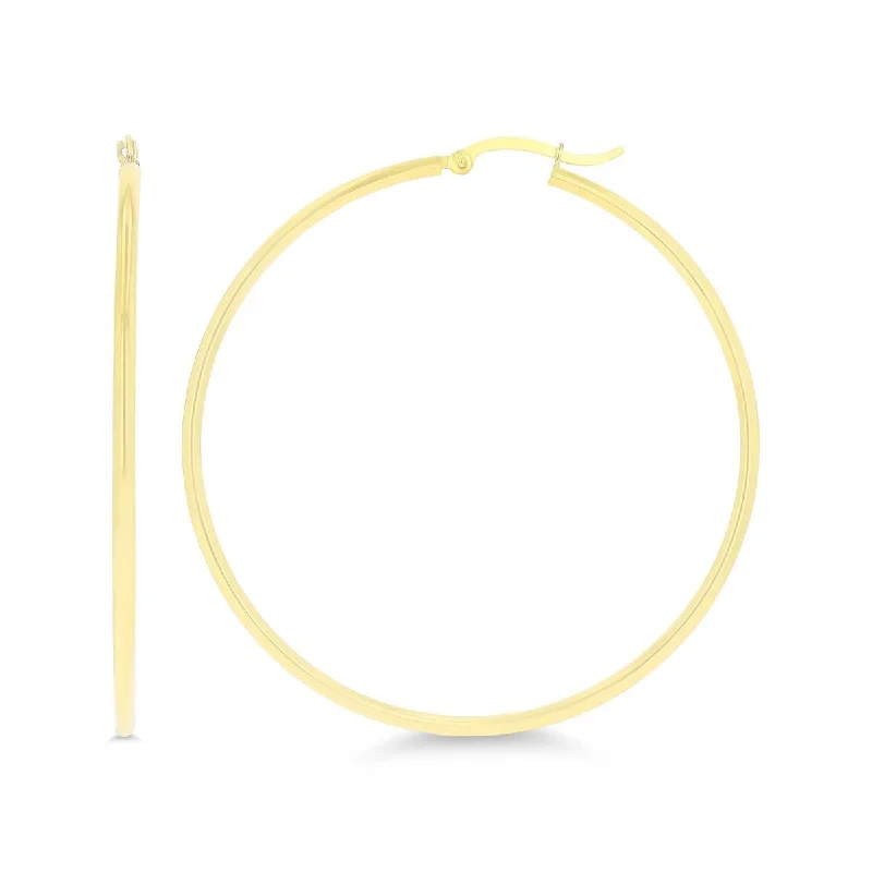 Your Perfect Accessory Now At The Best Price Limited Time Special Offer 10KT Yellow Gold 2X60MM Hoop Earrings