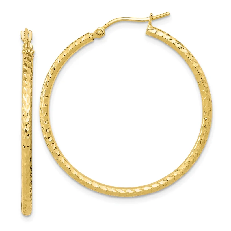 Unmissable Jewelry Sale – Shop Before It's Too Late 10KT Yellow Gold 35X2MM Diamond-cut Hoop Earrings