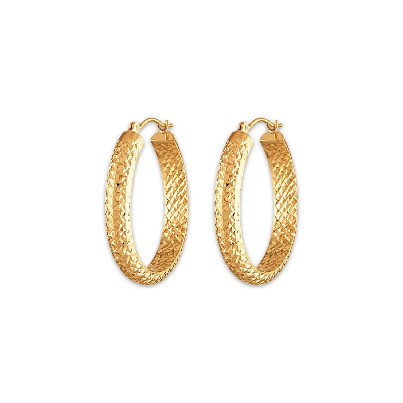 Breathtaking Jewelry At Limited-Time Savings New Styles Just In 10KT Yellow Gold 4.4X23MM Hoop Diamond-cut Earrings