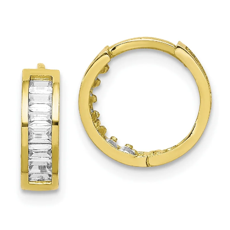 Luxury Jewelry Sale – Sparkle For Less 10KT Yellow Gold Cubic Zirconia Hinged Hoop Earrings