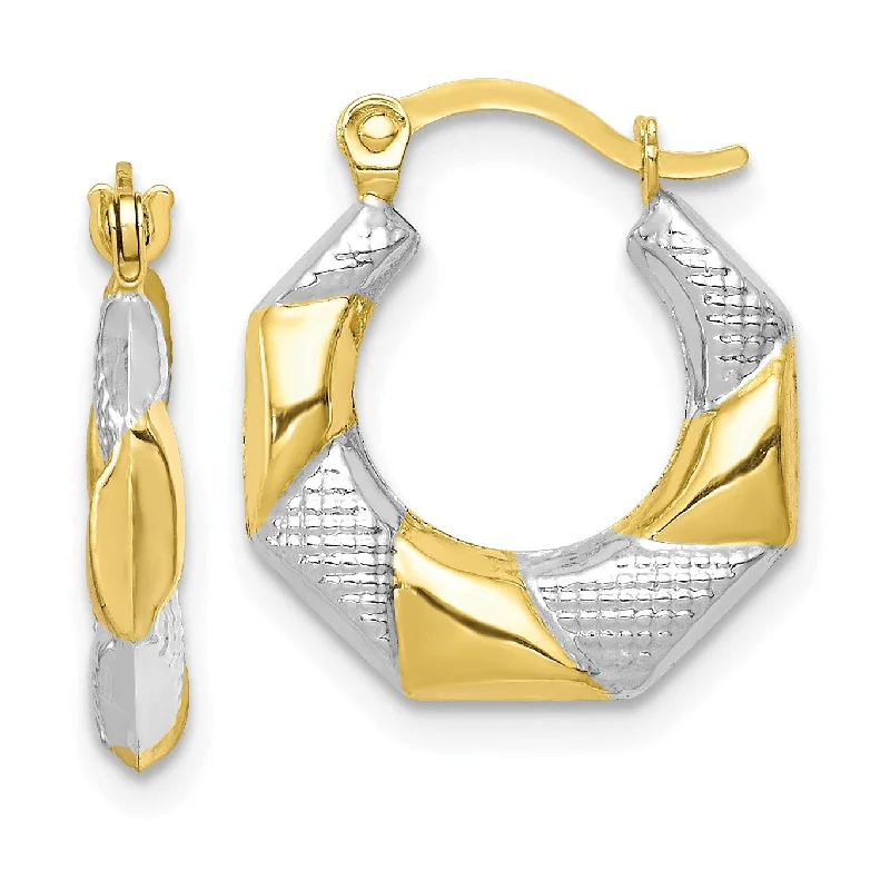 Modern Jewelry At Exclusive Discounts – Shop Today 10KT Yellow Gold With Rhodium Plating 16X15MM Hoop Scalloped Earrings