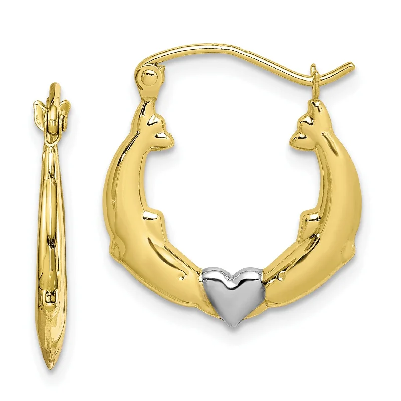 Elegant Jewelry At Unbeatable Offers – Shop Before It's Gone Luxury Fashion 10KT Yellow Gold With Rhodium Plating 19X17MM Heart Hoop Earrings