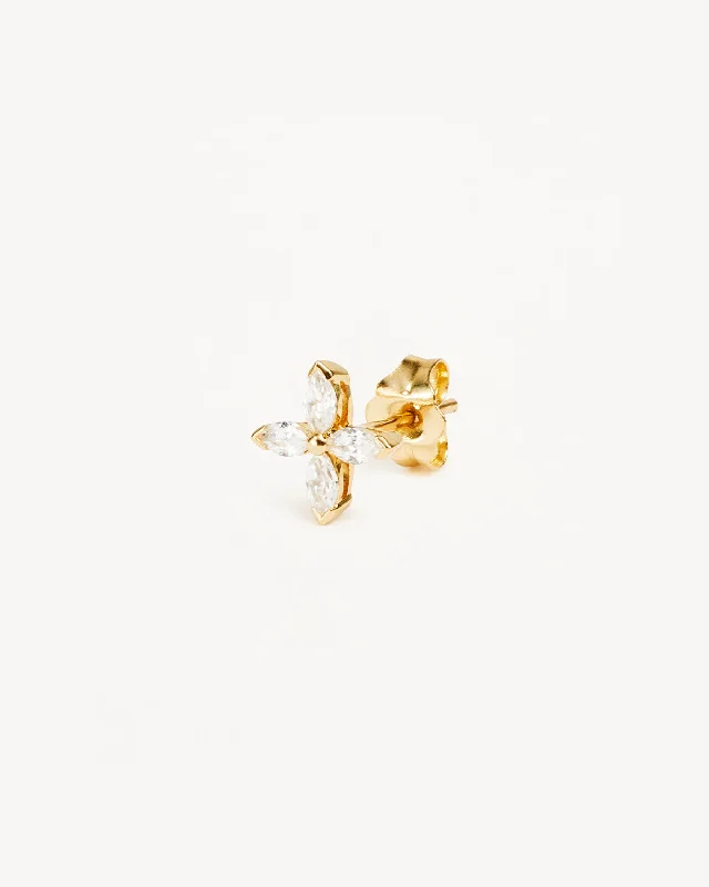 Luxury Handcrafted Jewelry For Elegant Looks 14k Solid Gold Blossom Lab-Grown Diamond Stud Earring